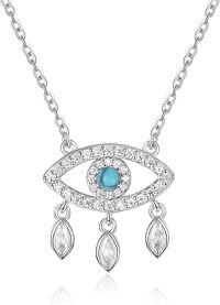 wholesale 925 Sterling Silver Metal Turquoise Evil Eye Pendant Necklaces with Cubic Zirconia - Dreamcatcher Style s for Women/Mom/Sister-2-Dreamcatcher Evil Eye Silver