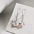 wholesale 925 Sterling Silver Hummingbird Rose Gold Plated Drop Earrings Gifts for Women-0-3