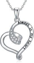 wholesale S925 Sterling Silver & Natural Diamond Heart Necklace Always in My Heart Gift for Her-0-0