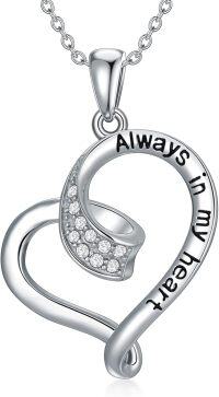 wholesale S925 Sterling Silver & Natural Diamond Heart Necklace Always in My Heart Gift for Her-Heart-Natural Diamond