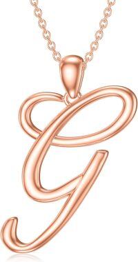 wholesale Sterling Silver 26 Letter Pendant Necklace-Letter G-rose gold plated