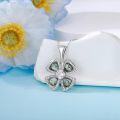 wholesale 925 Sterling Silver Green Moss Agate & White Cubic Zirconia Four-Leaf Clover Necklace-0-2