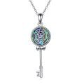 wholesale 925 Sterling Silver 3D Skull & Opal Triple Moon Goddess Key Pendant Necklace-0-0