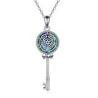wholesale 925 Sterling Silver 3D Skull & Opal Triple Moon Goddess Key Pendant Necklace-Silver-Hecate Necklace