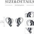 wholesale 925 Sterling Silver Black Cat Heart Stud Earrings for Women's Gift Ideas-0-5