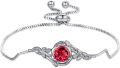 wholesale 925 Sterling Silver Round Ruby Red Zircon Vintage Rose Birthstone Bracelet for Women-0-0