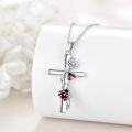 wholesale 925 Sterling Silver Cross Rose Flower Pendant Necklace with Chain for Women-0-3