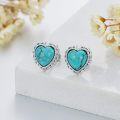 wholesale 925 Sterling Silver Heart-Shaped Turquoise Stud Earrings for Women - Boho Style Western s-0-2