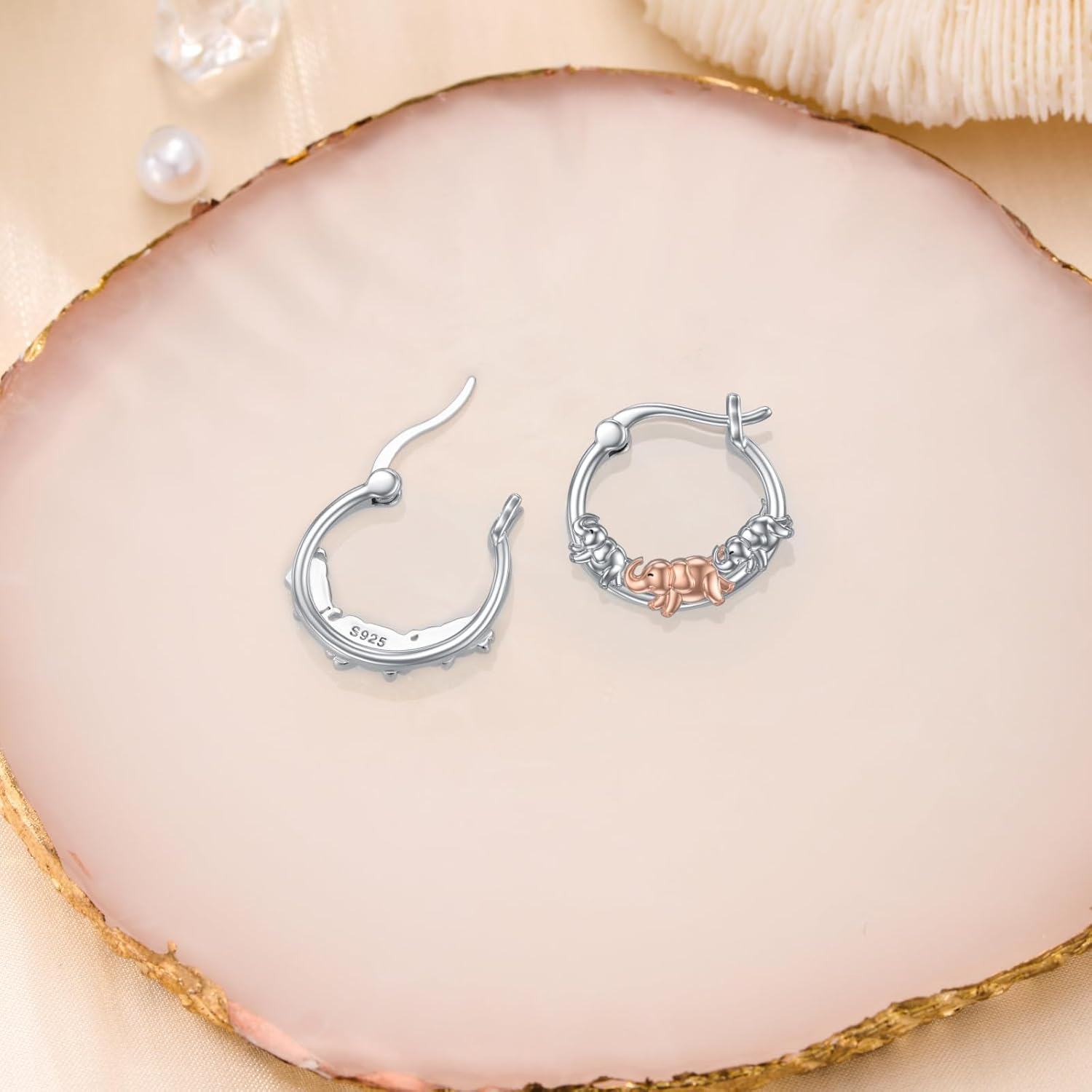 wholesale 925 Sterling Silver Elephant Hoop Earrings - Unique  for Women and Girls-0-3