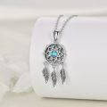 wholesale 925 Sterling Silver Turquoise Dreamcatcher Feather Pendant Necklace-0-1
