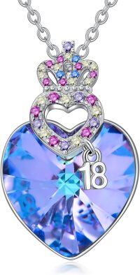 wholesale TOUPOP Christmas Gifts For Teen Girls Sterling Silver Crown Pendant Necklace With Purple Heart Crystal For Women Her Girlfriend Jewlery Birthday Anniversary Mothers Gifts -undefined