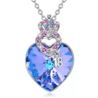 TOUPOP Sterling Silver Purple Crystal Crown Pendant Necklace for Women jewelry Christmas Valentine Mothers Day Birthday Gifts for Women Her Wife Girlfriend-undefined