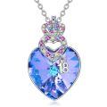 TOUPOP Sterling Silver Purple Crystal Crown Pendant Necklace-0-0