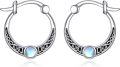 wholesale 925 Sterling Silver Moonstone Celtic Knot Hoop Earrings 20mm Diameter-0-0