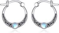 wholesale 925 Sterling Silver Moonstone Celtic Knot Hoop Earrings 20mm Diameter-celtic moonstone earrings
