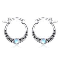 wholesale 925 Sterling Silver Moonstone Celtic Knot Hoop Earrings-celtic moonstone earrings