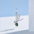 wholesale Sterling Silver Moonstone Moss Agate Turquoise Dragonfly Necklace-0-3