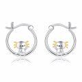 wholesale 925 Sterling Silver Cute Axolotl Hoop Earrings With Rose Gold Accents-0-0