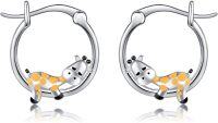 wholesale 925 Sterling Silver Giraffe Animal Stud Earring for Women Girls Gift 3D Yellow Enamel Fashion Jewelry Mothers Day Present Idea-Giraffe
