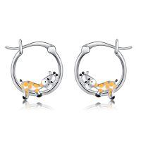 wholesale 925 Sterling Silver Giraffe Animal Stud Earring for Women Girls Gift 3D Yellow Enamel Fashion Jewelry Mothers Day Present Idea-Giraffe