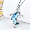 wholesale 925 Sterling Silver Blue Crystal Shark Pendant Necklace for Women's s-0-4