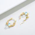 wholesale 925 Sterling Silver Snake Wrap Blue Moonstone Gold Plated Hoop Earrings-0-2