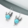 wholesale 925 Sterling Silver Turquoise Dragon Drop Earrings Gothic Antique Style Jewelry for Women Girls-0-2