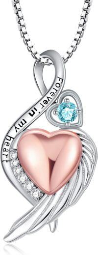 wholesale Sterling Silver Birthstone Infinity Dog Angle Cross Turtle Tree of Life Urn Necklace for Women s Ashes Wings Cremation Jewelry Heart Pendant-Infinity-December-Infinity-December