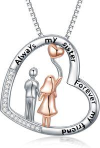 wholesale Sterling Silver Sister Necklace for 2 Birthstone Gifts for Sisters-Brother Sister