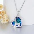 wholesale 925 Sterling Silver Heart Pendant with Blue Crystal and Hand Design - Mothers Day Gift for Mom Dad Sister Brother-0-2
