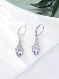 wholesale 925 Sterling Silver Heart Birthstone Celtic Knot Dangle Leverback Earrings-0-28