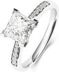 wholesale TOUPOP 1ct Princess Cut Moissanite Ring 925 Sterling Silver Moissanite Engagement Wedding Ring For Women D Color Vvs1 Diamond Promise Rings Anniversary Valentine's Day Gifts For Wife Girlfriend Bride -0-0