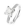 TOUPOP Sterling Silver D Color Vvs1 Moissanite Princess Cut Ring-0-0