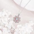 wholesale 925 Sterling Silver Pink Fire Opal Lotus Flower Pendant Necklace-0-4