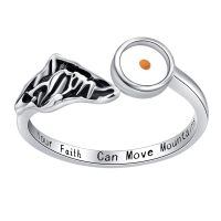wholesale 925 Sterling Silver Cross Faith Rings Wholesale With Gold Accent-Your Faith Can Move Mountains