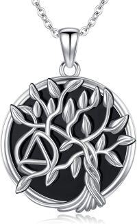 wholesale 925 Sterling Silver & Black Onyx Tree of Life Necklace Celtic Jewelry for Women Men-Sobriety