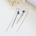 wholesale 925 Sterling Silver Cross Drop Threader Earrings with Tassel Chains for Women and Teenagers - Hypoallergenic Jewelry-0-5