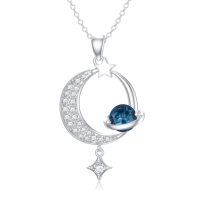 wholesale 925 Sterling Silver Labradorite Blue Topaz Saturn Pendant Necklace for Women-02-Blue Topaz