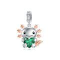 wholesale 925 Sterling Silver Rose Gold Plated Axolotl Pink Heart Zirconia Dangle Charm For Bracelet-0-10
