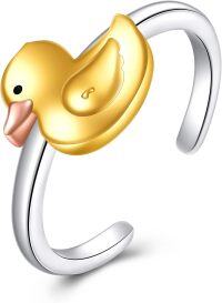 wholesale 925 Sterling Silver Urone Turtle Butterfly Dragonfly Axolotl Cat Adjustable Open Ring for Women Jewelry Gift-duck