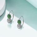 wholesale 925 Sterling Silver Pineapple Shape Green Enamel Dangle Drop Earrings Gift for Women Teenage Girl-0-2
