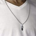 wholesale 925 Sterling Silver Oxidized Black Onyx Rune Crystal Point Pendant Necklace-0-1