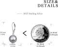 wholesale 925 Sterling Silver Grey Freshwater Cultured Pearl Leverback Dangle Drop Earrings for Women-0-3