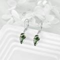 wholesale 925 Silver Moss Agate Drop Earrings Platinum Plated Teardrop Lever Back For Women-0-3