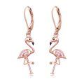 wholesale 925 Sterling Silver Flamingo Drop Earrings Wholesale With Pink Crystal Details-0-0