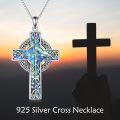 wholesale 925 Sterling Silver Celtic Knot Abalone Shell Cross Pendant Necklace for Women Men - Religious Christian s-0-4