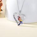 wholesale 925 Sterling Silver Parrot Heart Pendant Necklace with Engraved Message I am always with you - Mother's Day Gift for Her-0-2
