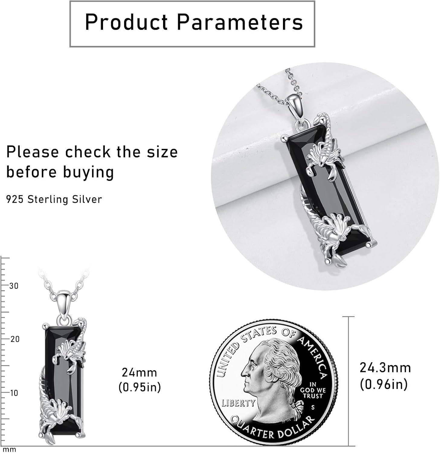 wholesale 925 Sterling Silver Black Onyx Scorpion Pendant Necklaces for Women and Men - Scorpio Zodiac s with Box-0-2
