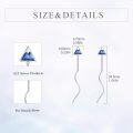 wholesale 925 Sterling Silver Mountain Triangle Threader Dangle Drop Earrings with Blue Enamel and Chain for Women-0-3