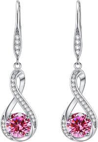 wholesale 925 Sterling Silver Birthstone Infinity Dangle Earrings for Women Luxury Packaged-10-October